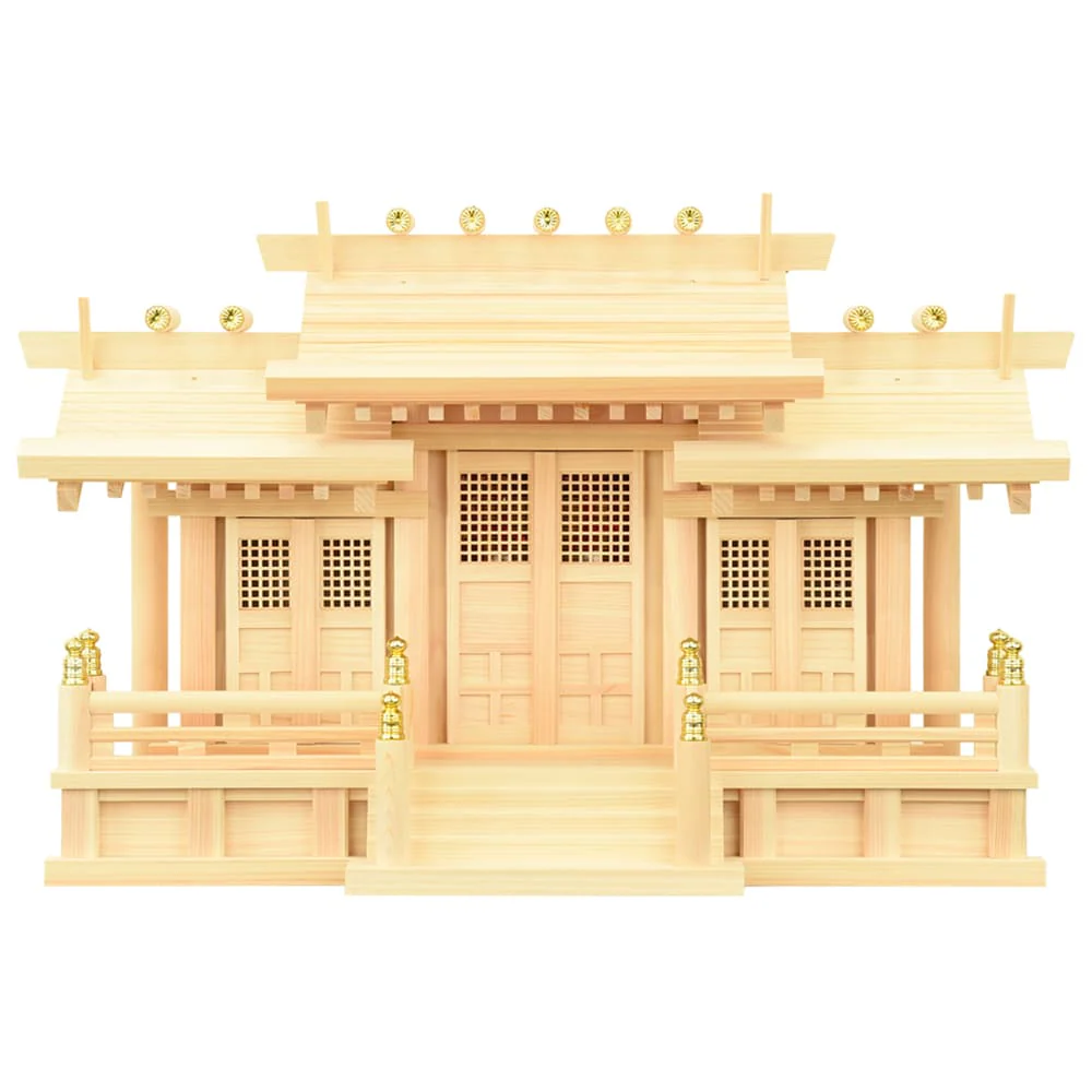 神棚 神具セット 格子付三社 みす付 - Image 2