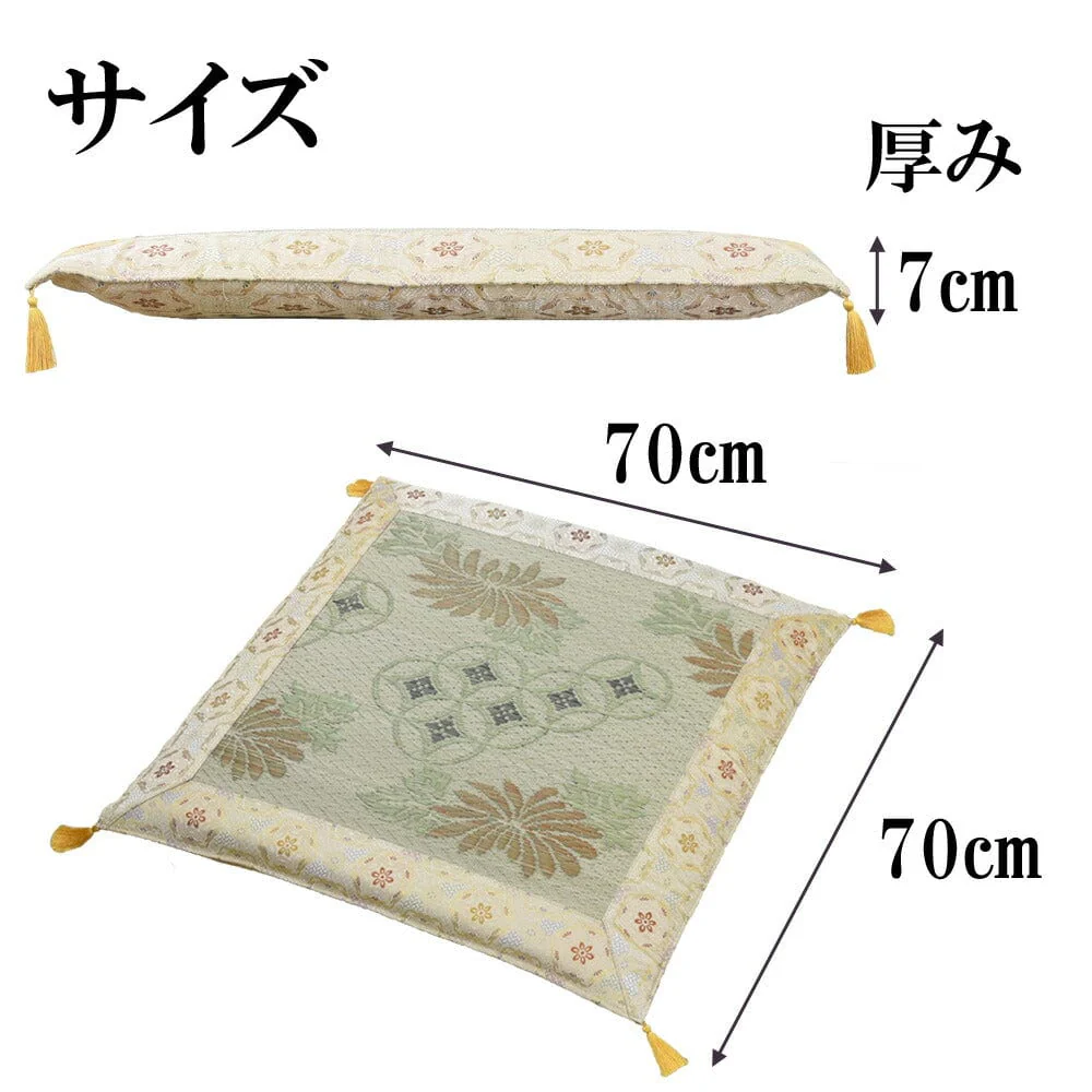 御前ござ布団 新天井華 白茶 - Image 2