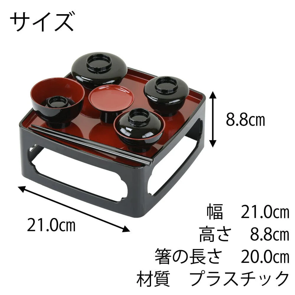 御霊具膳 PC 黒内朱 7.0寸 ご先祖様セット - Image 7