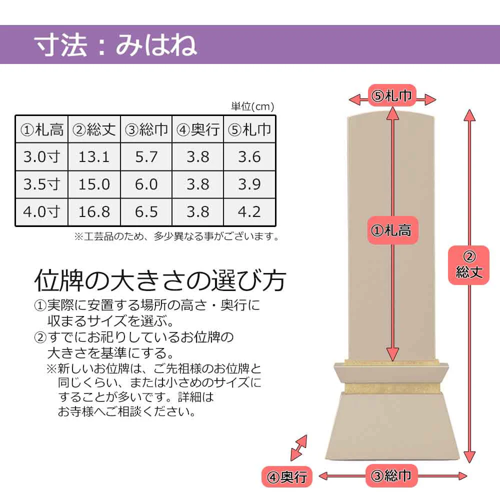 位牌 みはね クリーム - Image 6