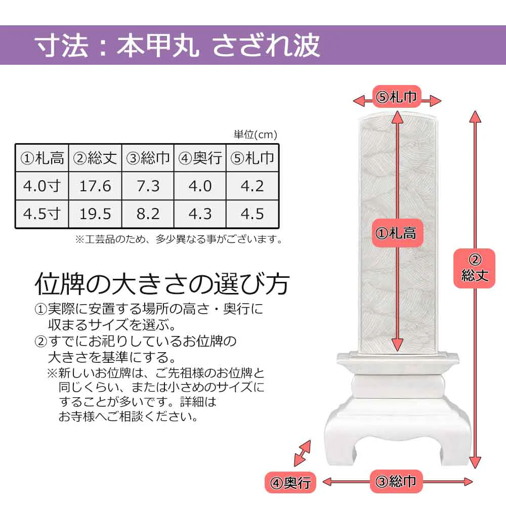 位牌 本甲丸 さざれ波 白銀 - Image 8