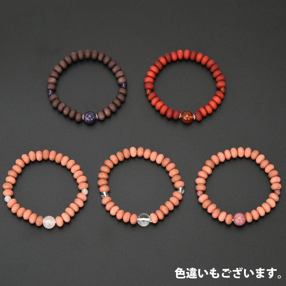 草木染ブレス 濃蘇芳桜ミカン玉 瑪瑙仕立 - Image 4