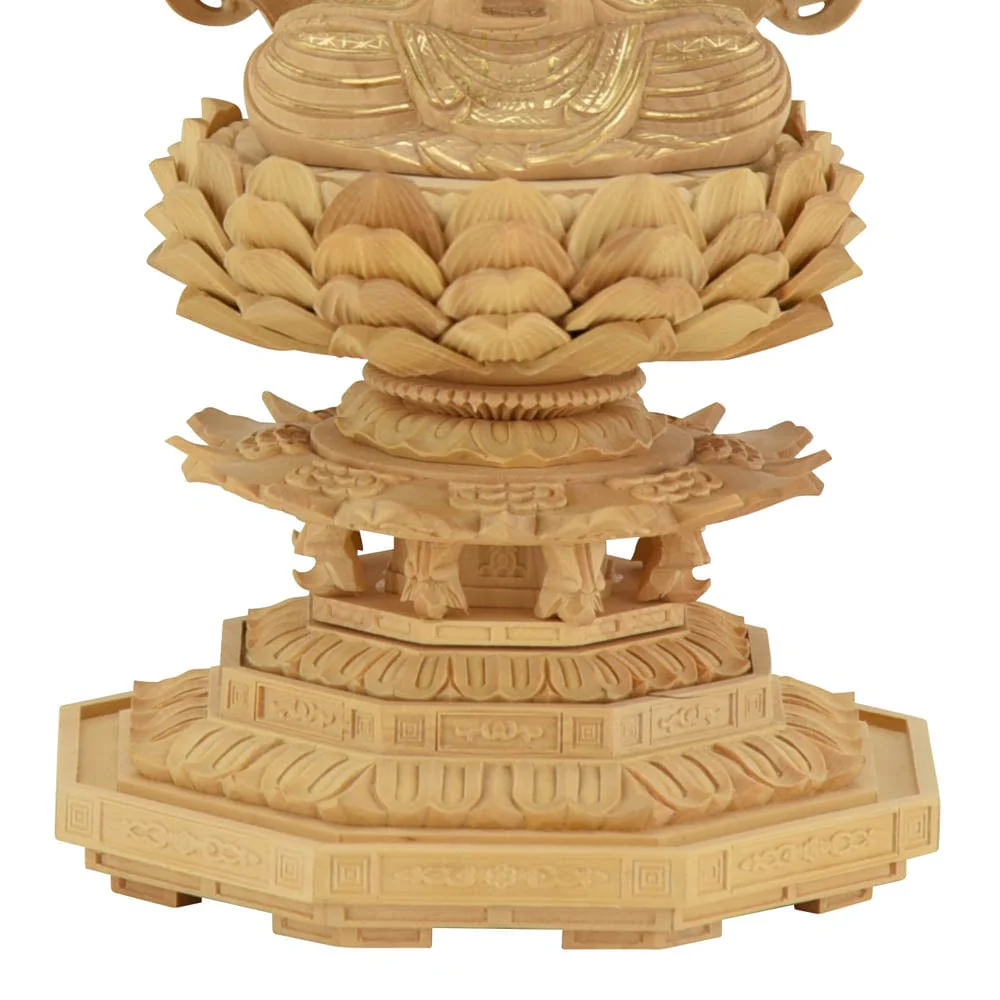 仏像 座釈迦 ツゲ眼入 上彫八角 水煙金泥 2.0寸 - Image 5