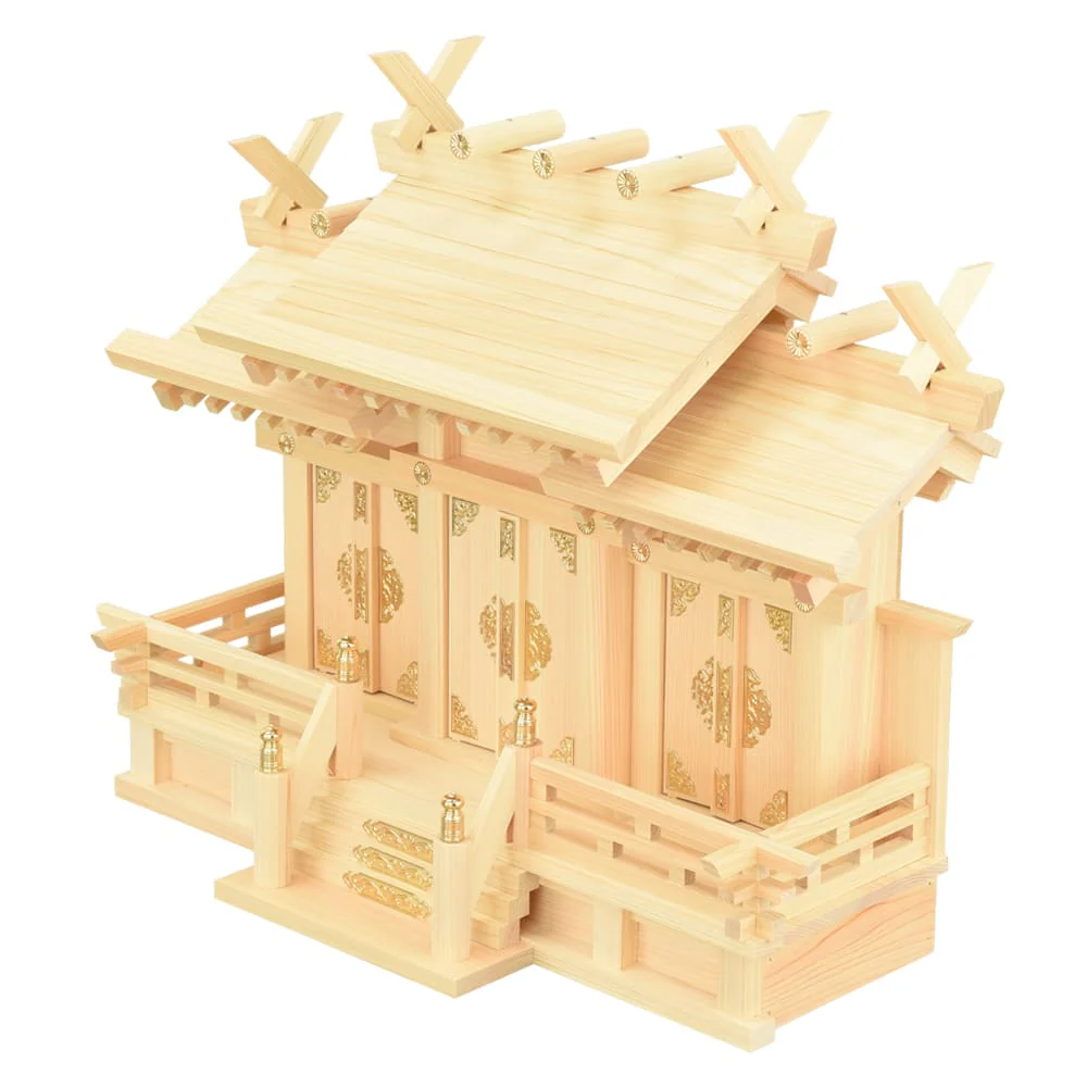 神棚 神具セット 本金具 屋根違い三社 小 - Image 4