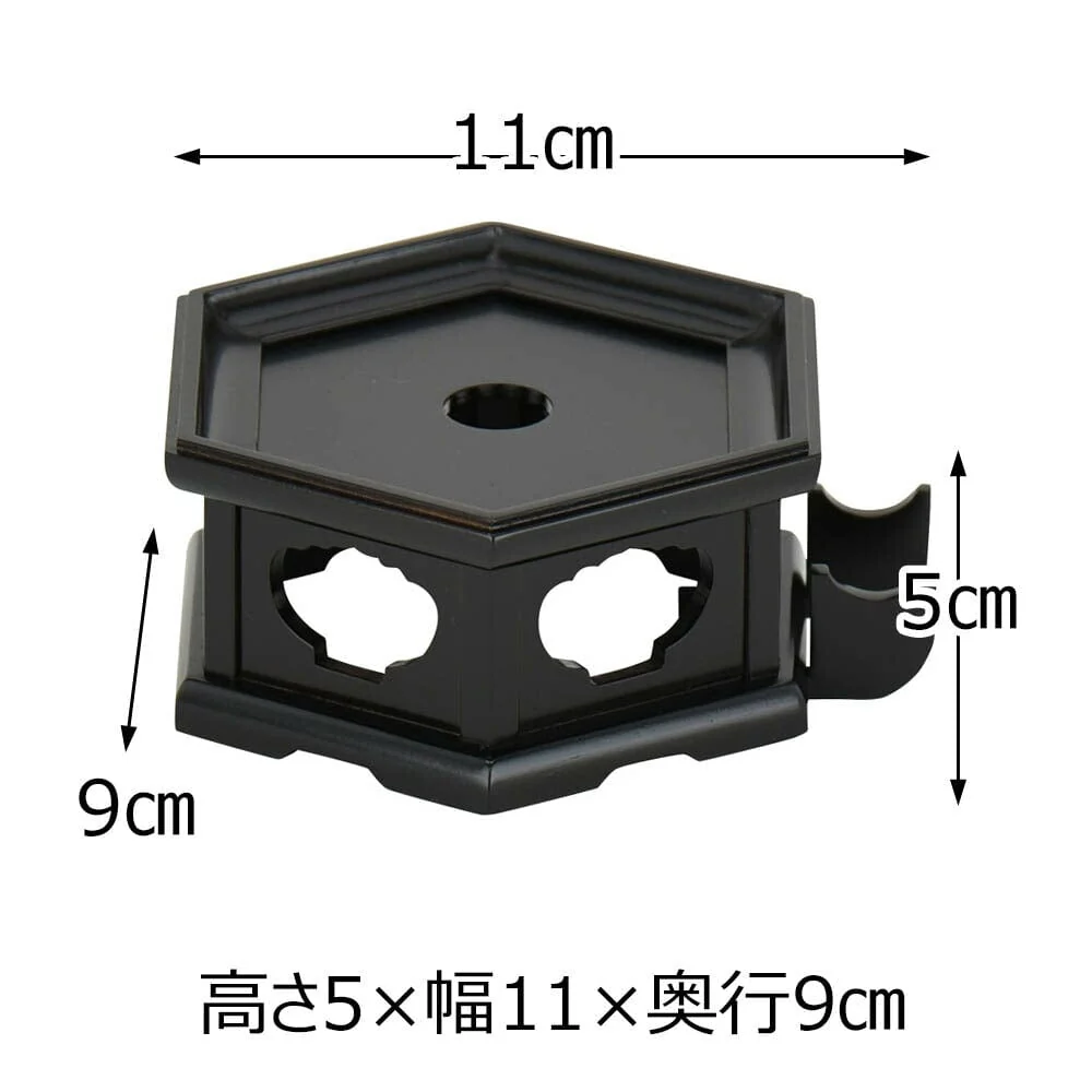 合掌リンセット 3.0寸 リン台六角黒檀色 - Image 3
